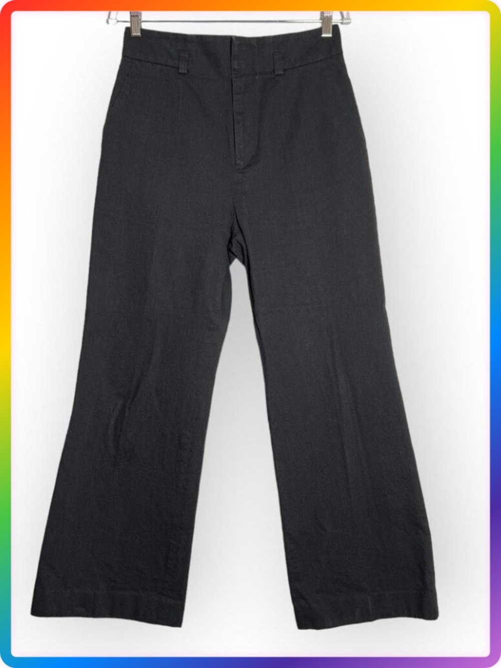 Mame Kurogouchi High Waist Wide Leg Flare Pant SIZE 4 Black Denim Japan Oversize